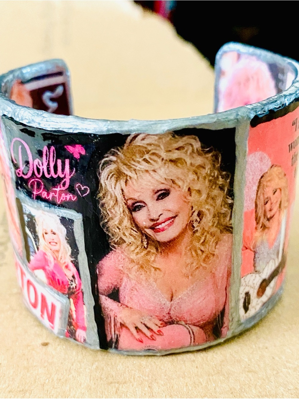 Pink Signature Cuff Bracelet - Celebrity Portrait Style